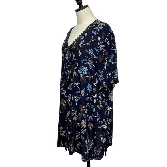 Capistrano Essentials V-neck Button-up Blue Floral Print Size 26/28 - Picture 4 of 9